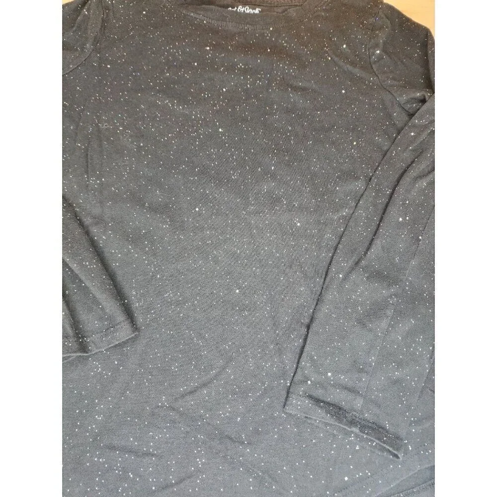 Lot of 2 Girls L 10/12 1 Cat & Jack /1 Old Navy Long Sleeve Butterfly, Glitter